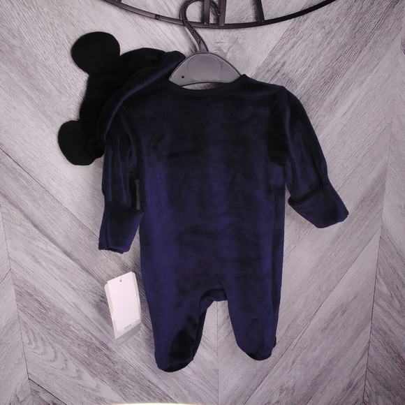 Disney Baby Mickey Mouse Christmas 2pc Set Coverall Jumpsuit Newborn (Blue) - Picture 2 of 8